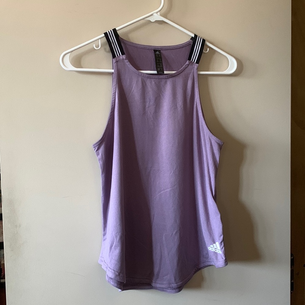 Adidas Lavender Tank w/ black/white striped straps